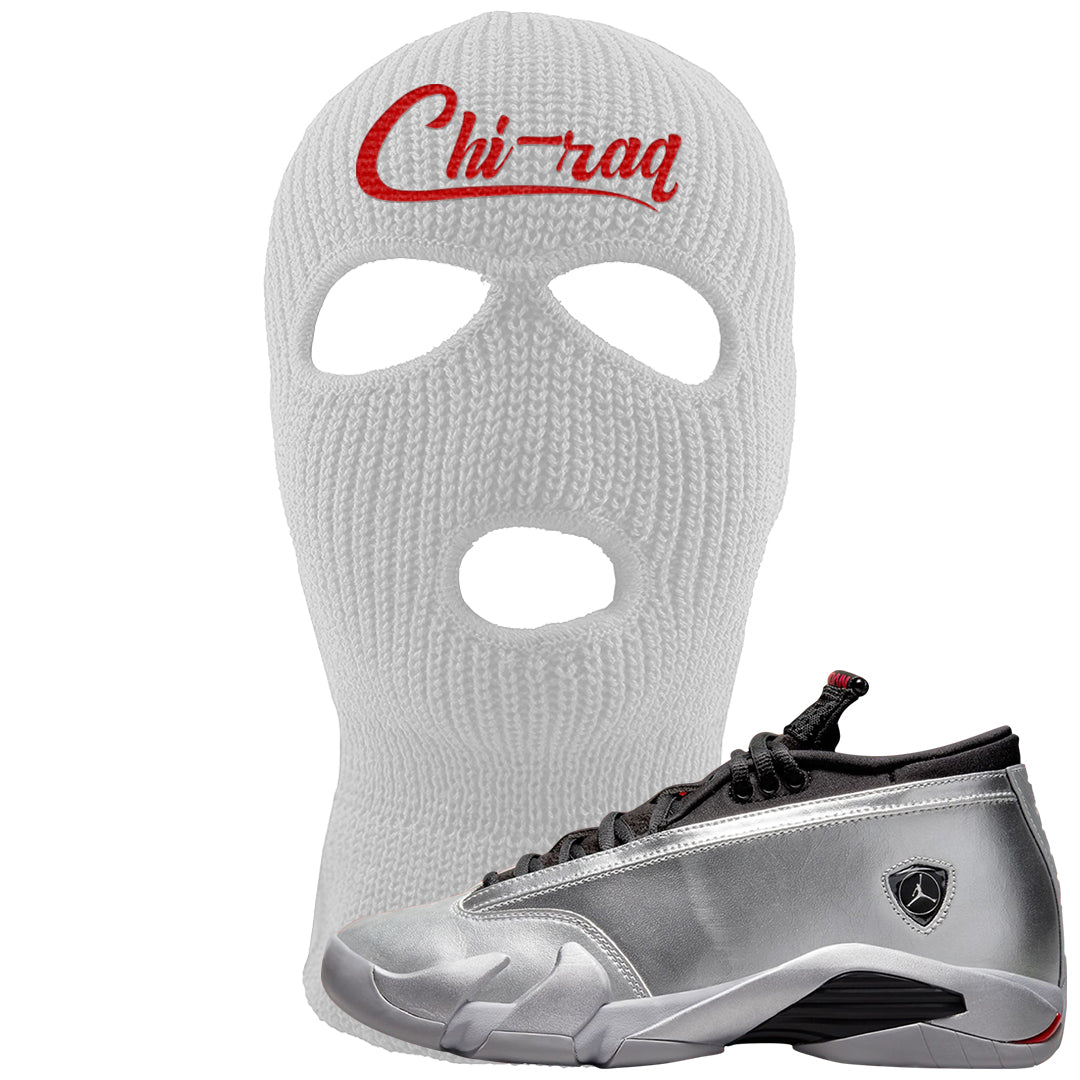 Metallic Silver Low 14s Ski Mask | Chiraq, White