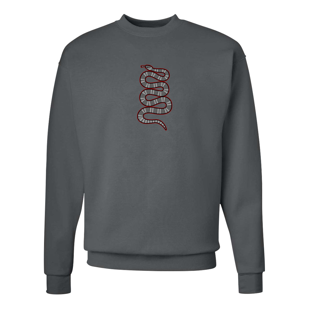 Metallic Silver Low 14s Crewneck Sweatshirt | Coiled Snake, Smoke Grey
