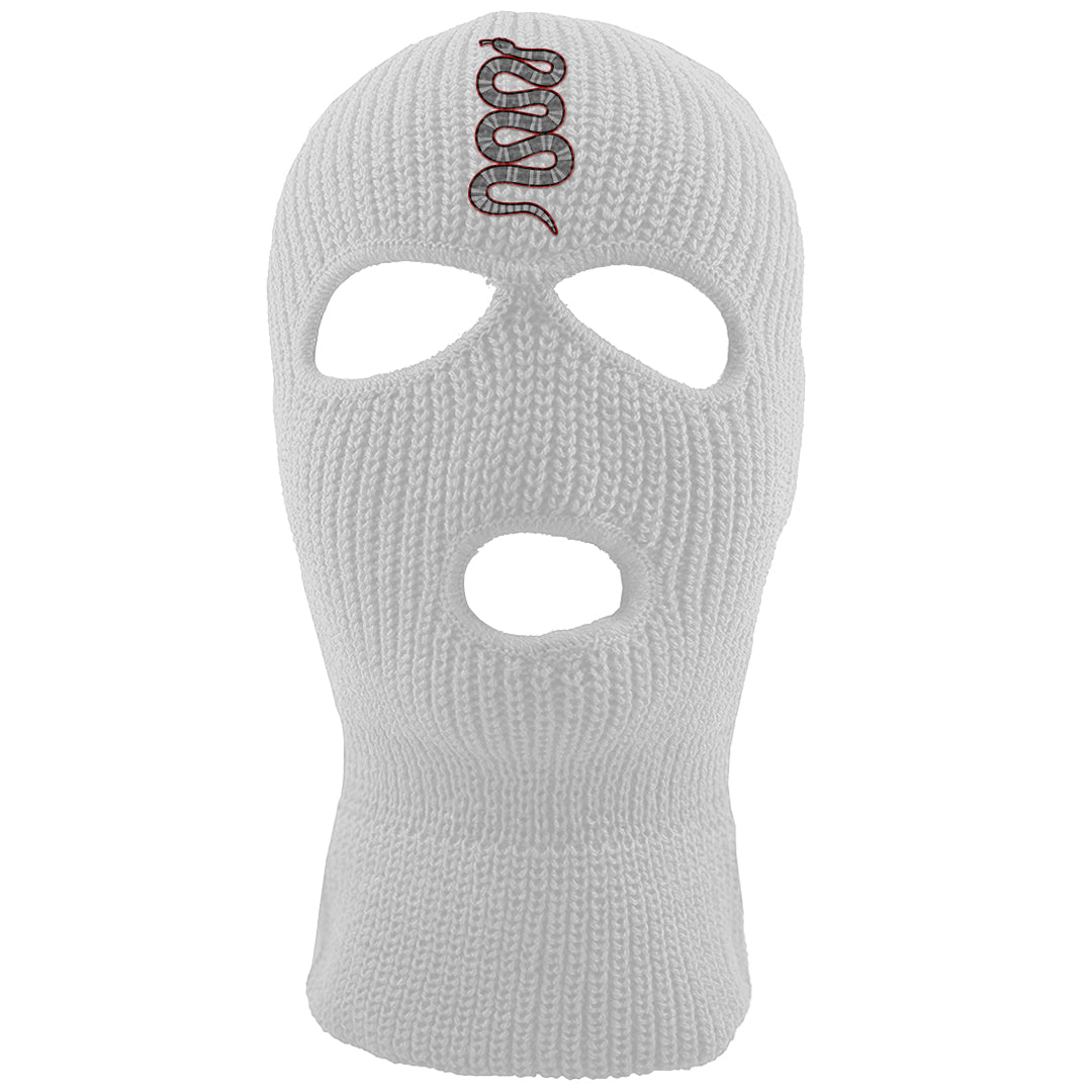 Metallic Silver Low 14s Ski Mask | Coiled Snake, White