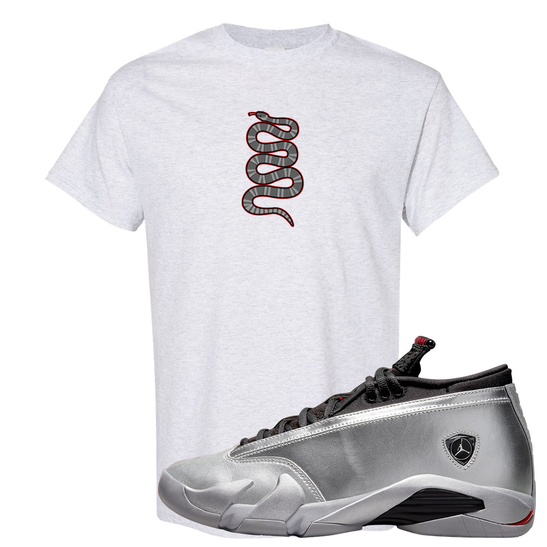 Metallic Silver Low 14s T Shirt | Coiled Snake, Ash