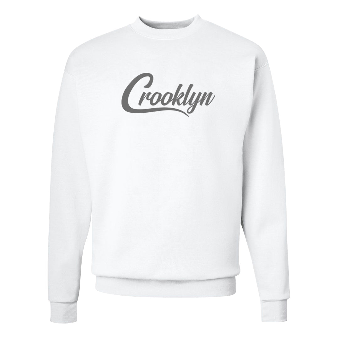Metallic Silver Low 14s Crewneck Sweatshirt | Crooklyn, White