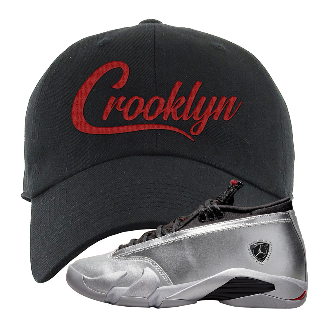 Metallic Silver Low 14s Dad Hat | Crooklyn, Black