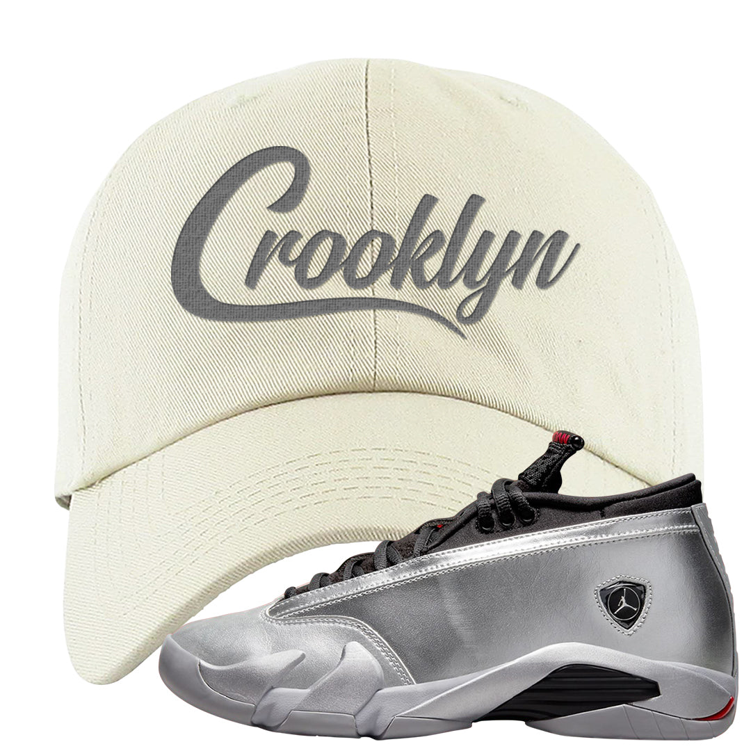 Metallic Silver Low 14s Dad Hat | Crooklyn, White