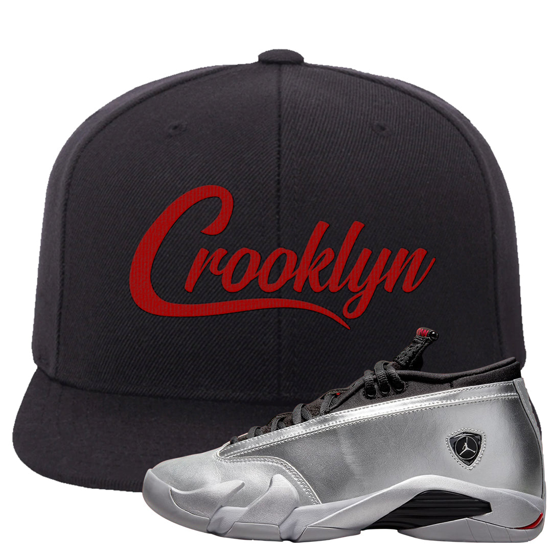 Metallic Silver Low 14s Snapback Hat | Crooklyn, Black