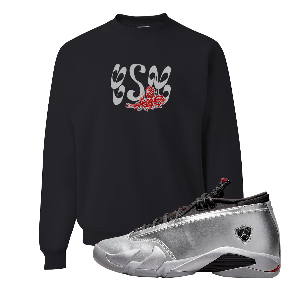 Metallic Silver Low 14s Crewneck Sweatshirt | Certified Sneakerhead, Black