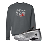 Metallic Silver Low 14s Crewneck Sweatshirt | Certified Sneakerhead, Smoke Grey