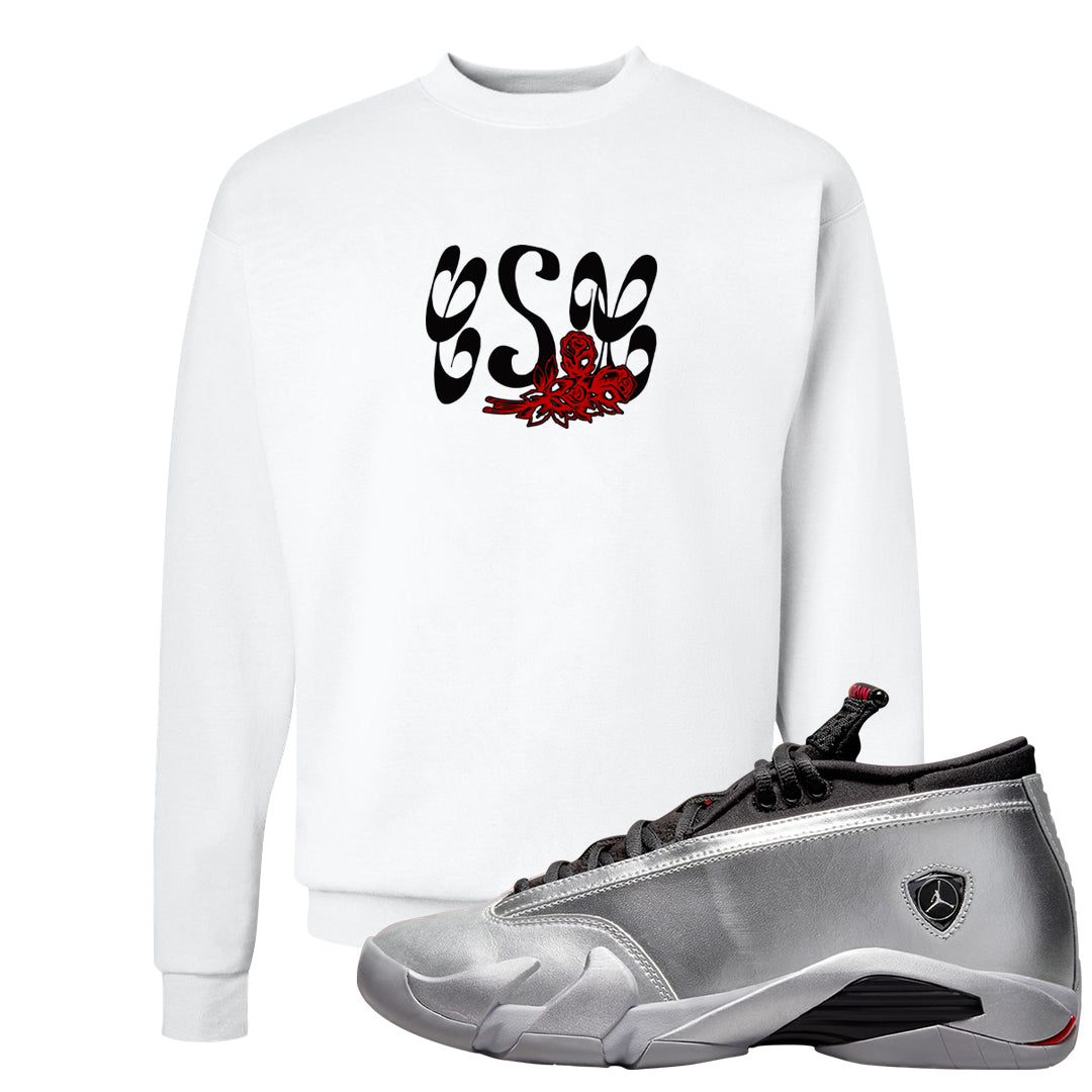 Metallic Silver Low 14s Crewneck Sweatshirt | Certified Sneakerhead, White