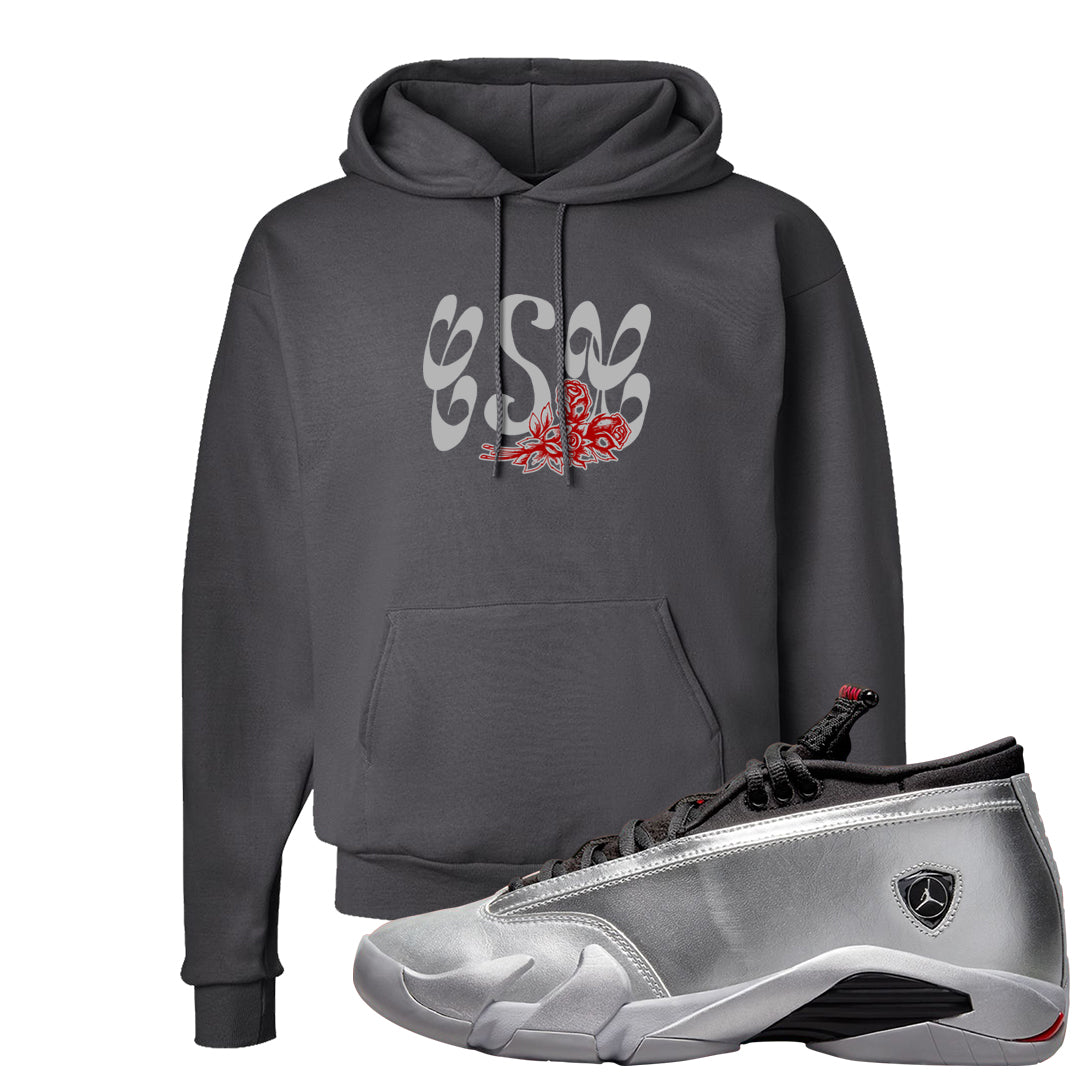 Metallic Silver Low 14s Hoodie | Certified Sneakerhead, Smoke Grey