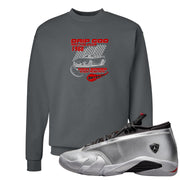 Metallic Silver Low 14s Crewneck Sweatshirt | Drip God Racing Club, Smoke Grey