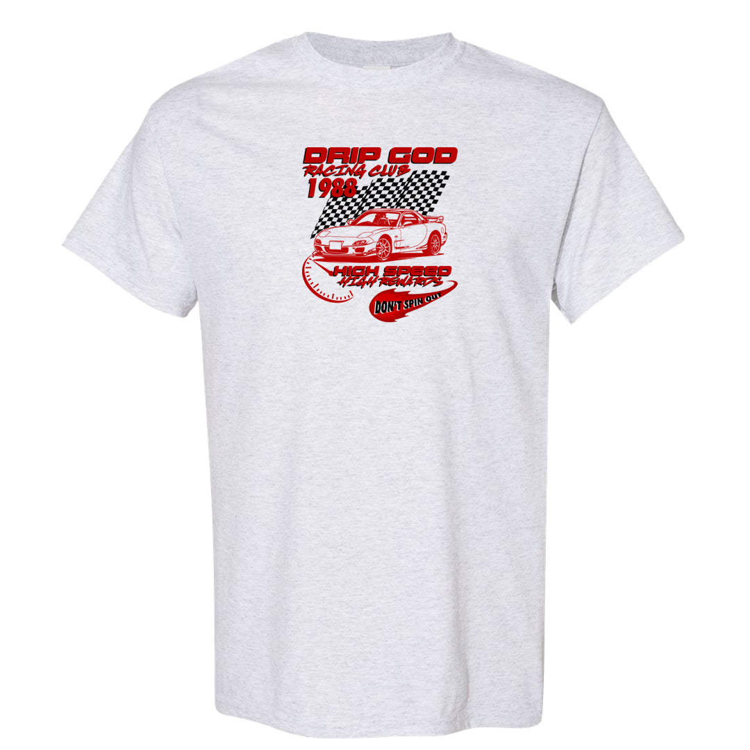Metallic Silver Low 14s T Shirt | Drip God Racing Club, Ash