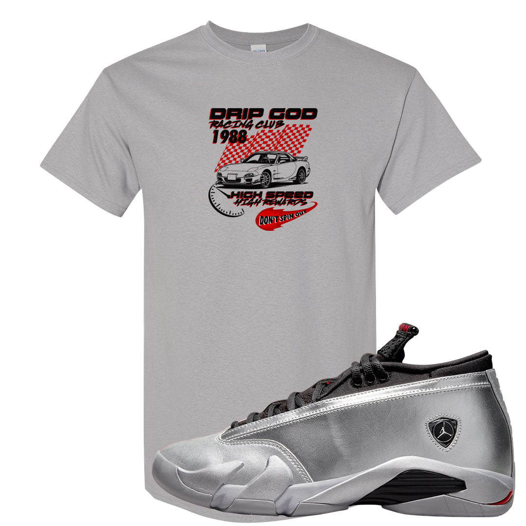 Metallic Silver Low 14s T Shirt | Drip God Racing Club, Gravel