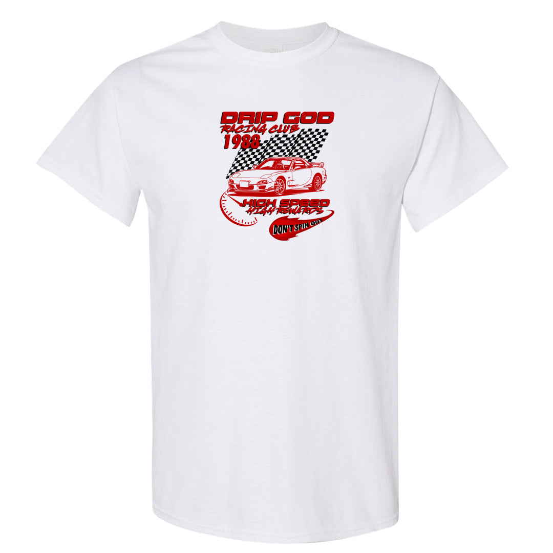Metallic Silver Low 14s T Shirt | Drip God Racing Club, White
