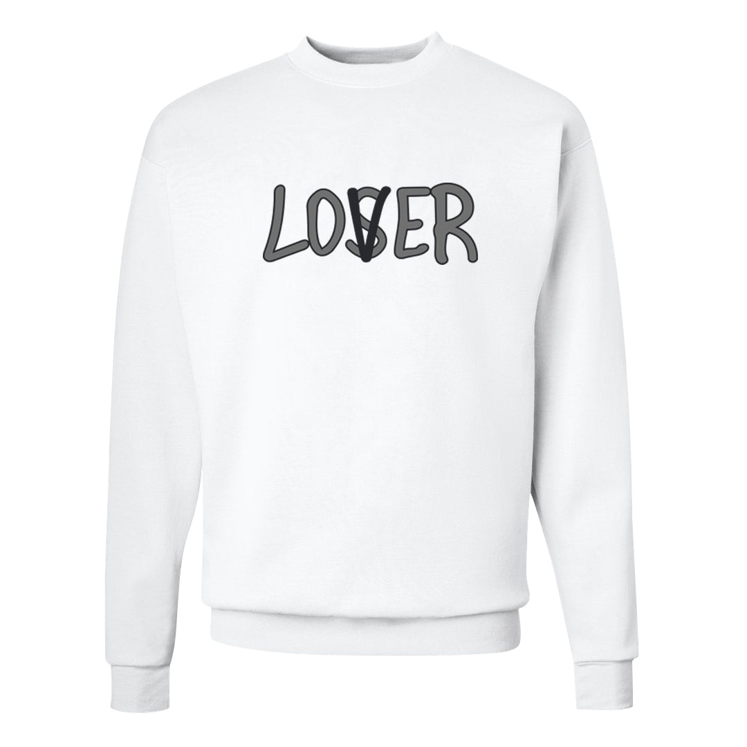 Metallic Silver Low 14s Crewneck Sweatshirt | Lover, White