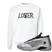 Metallic Silver Low 14s Crewneck Sweatshirt | Lover, White