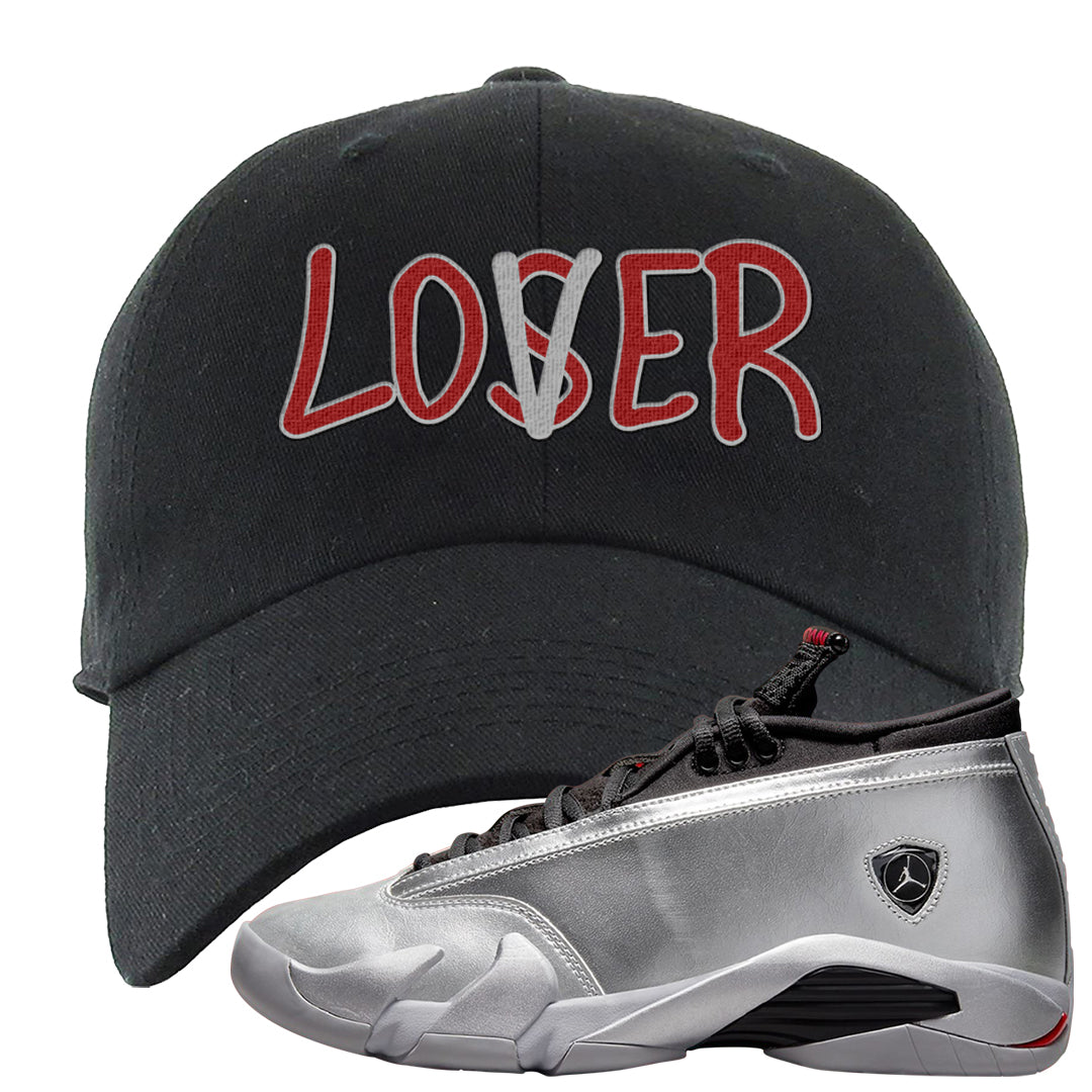 Metallic Silver Low 14s Dad Hat | Lover, Black