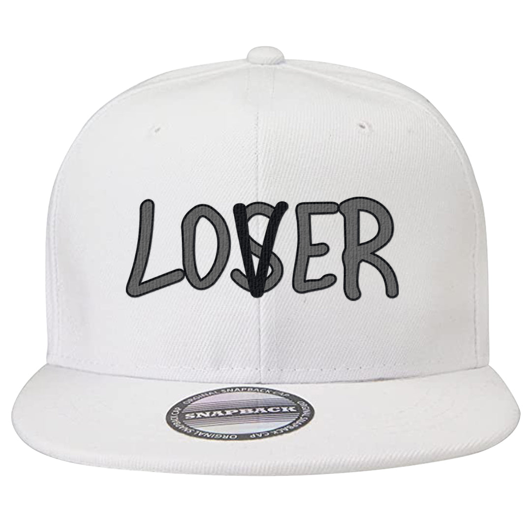 Metallic Silver Low 14s Snapback Hat | Lover, White