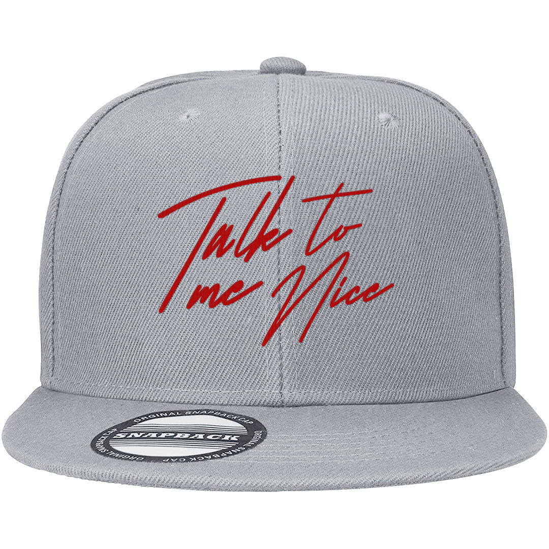 Metallic Silver Low 14s Snapback Hat | Talk To Me Nice, Light Gray