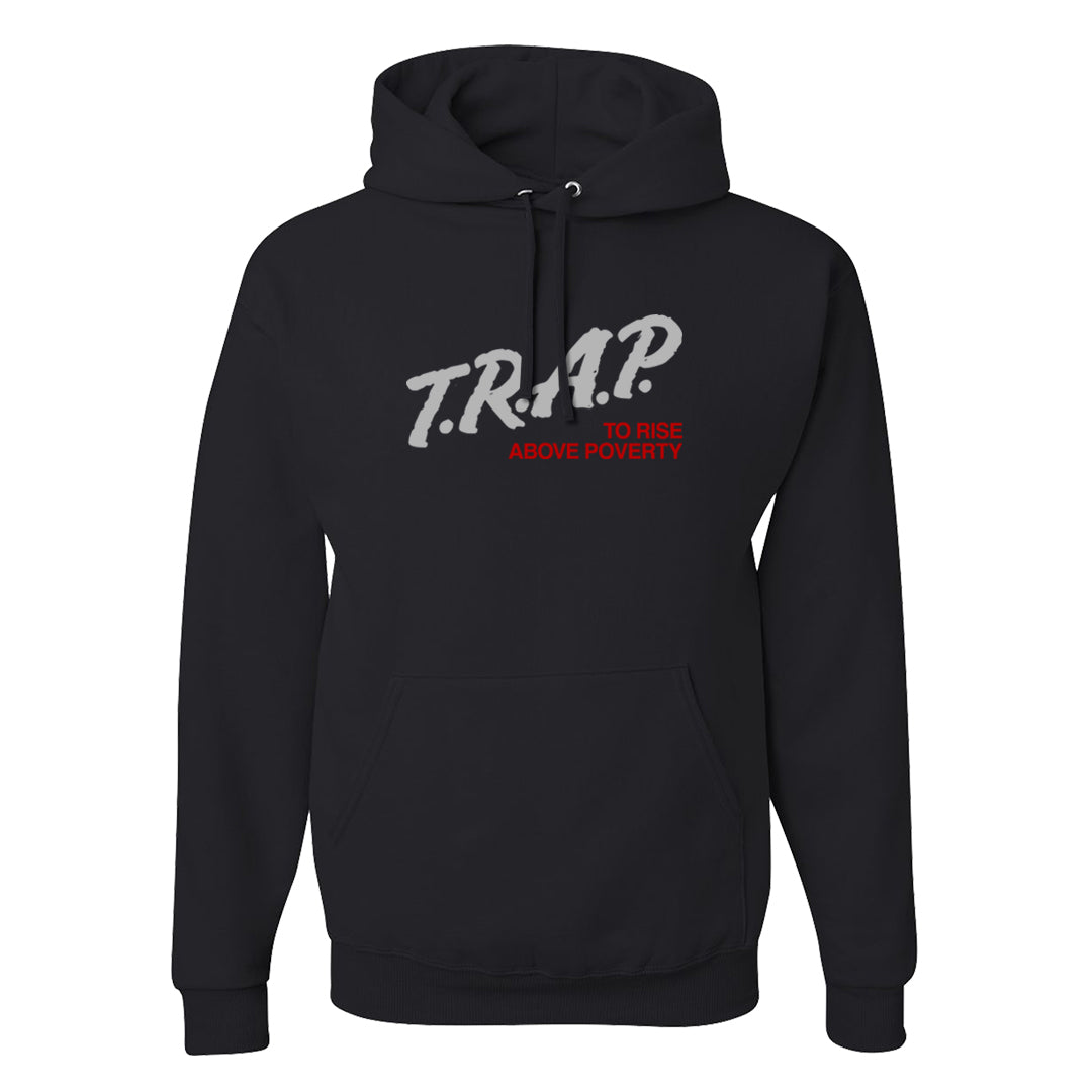 Metallic Silver Low 14s Hoodie | Trap To Rise Above Poverty, Black
