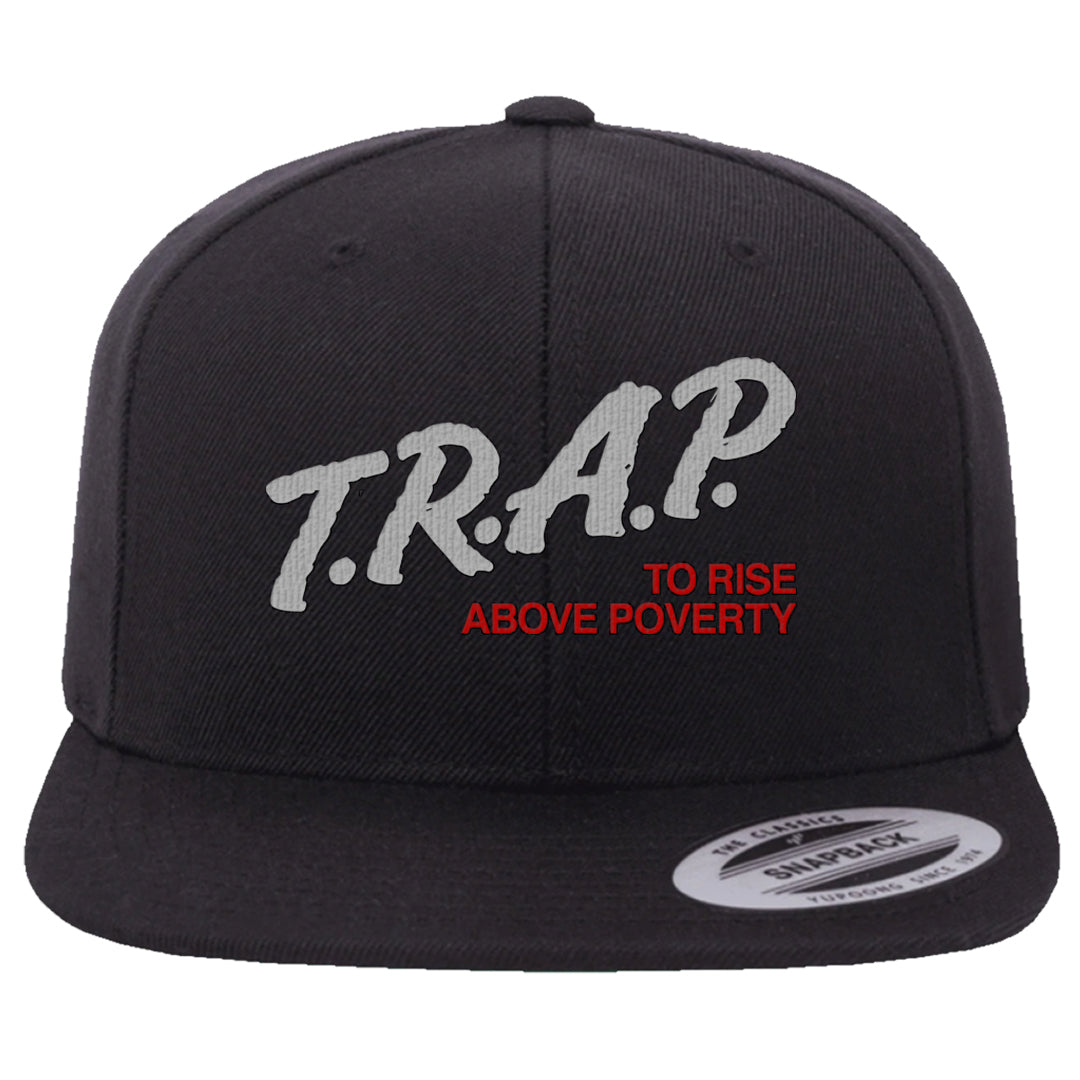 Metallic Silver Low 14s Snapback Hat | Trap To Rise Above Poverty, Black