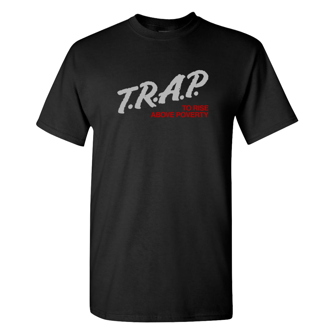 Metallic Silver Low 14s T Shirt | Trap To Rise Above Poverty, Black