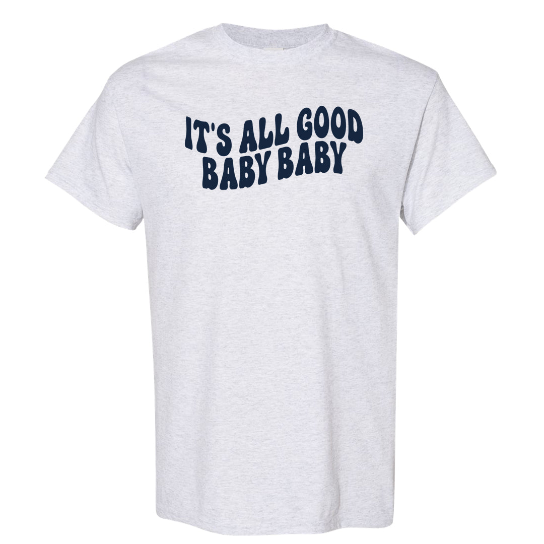 Burnt Sunrise White Navy 1s T Shirt | All Good Baby, Ash