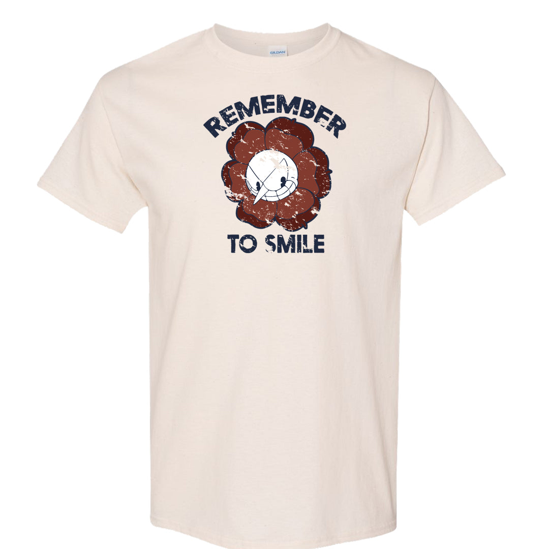 Burnt Sunrise White Navy 1s T Shirt | Remember To Smile, Natural
