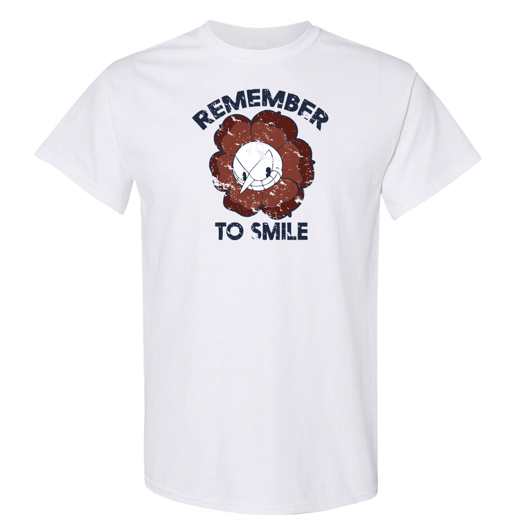 Burnt Sunrise White Navy 1s T Shirt | Remember To Smile, White