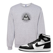 Black White Hi 85 1s Crewneck Sweatshirt | All Seeing Eye, Ash