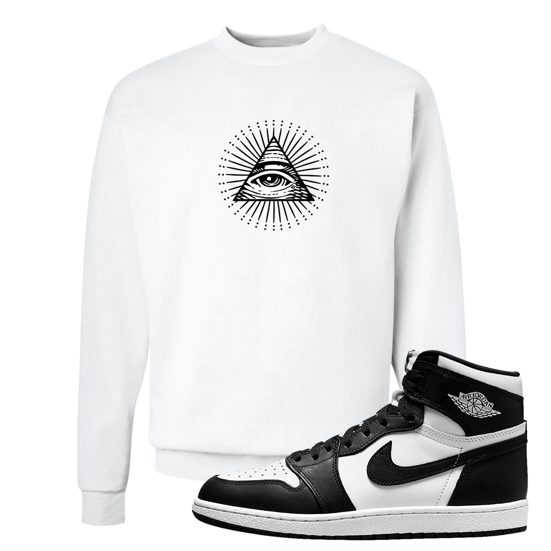 Black White Hi 85 1s Crewneck Sweatshirt | All Seeing Eye, White