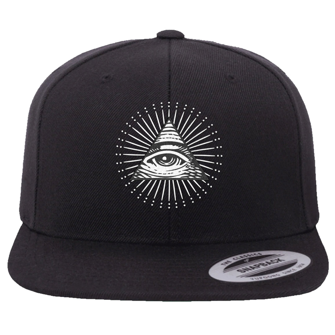 Black White Hi 85 1s Snapback Hat | All Seeing Eye, Black