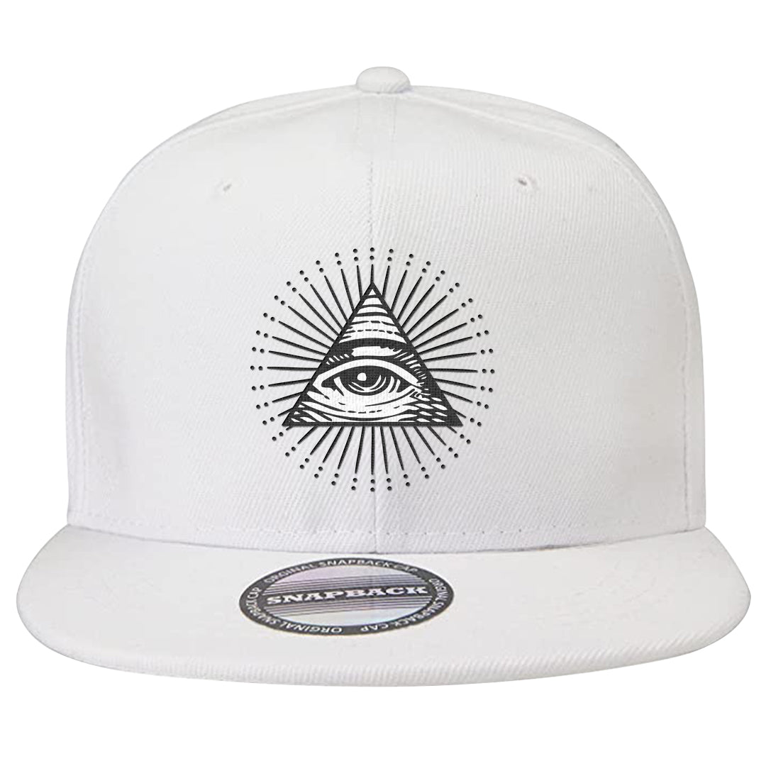 Black White Hi 85 1s Snapback Hat | All Seeing Eye, White