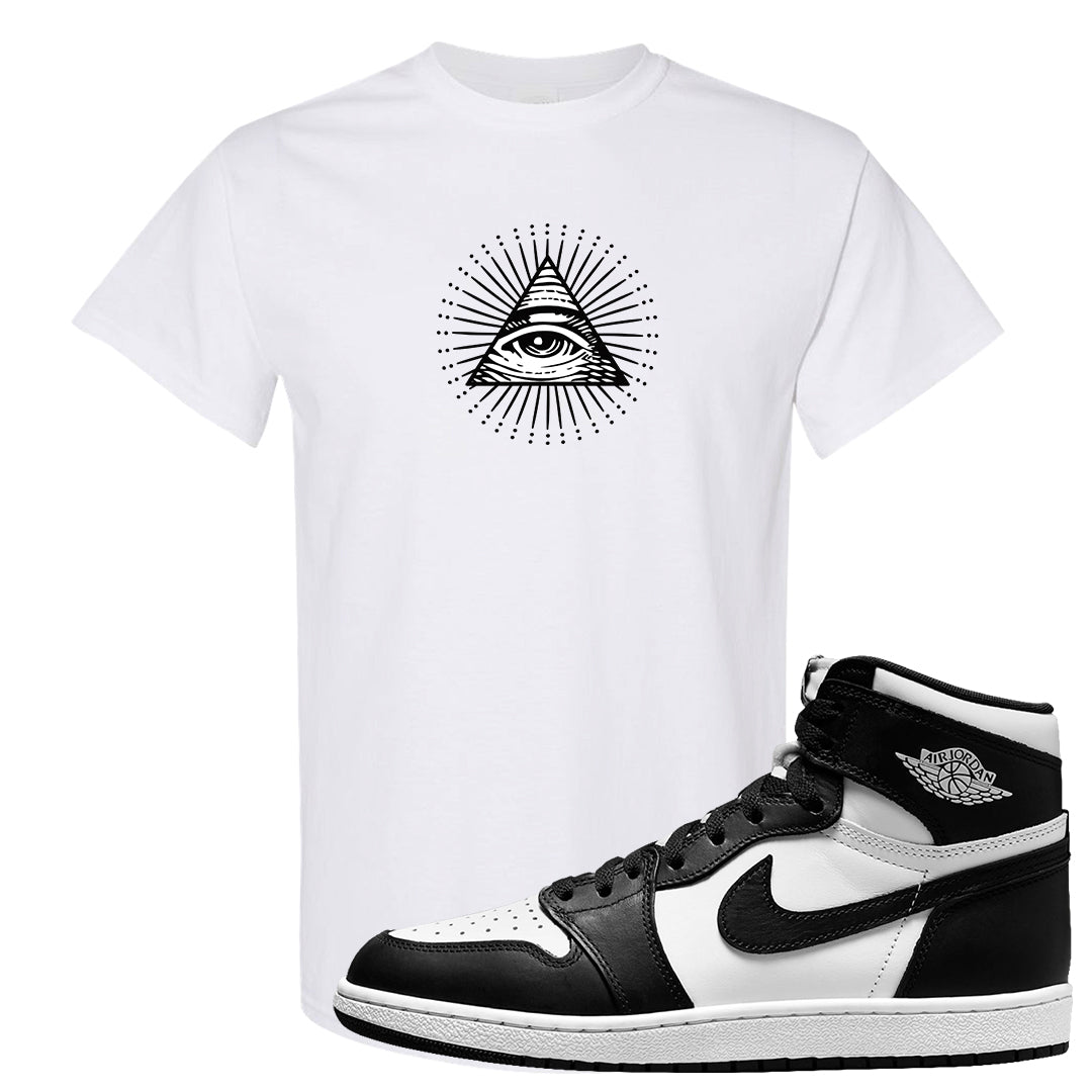 Black White Hi 85 1s T Shirt | All Seeing Eye, White