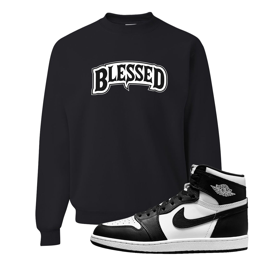 Black White Hi 85 1s Crewneck Sweatshirt | Blessed Arch, Black