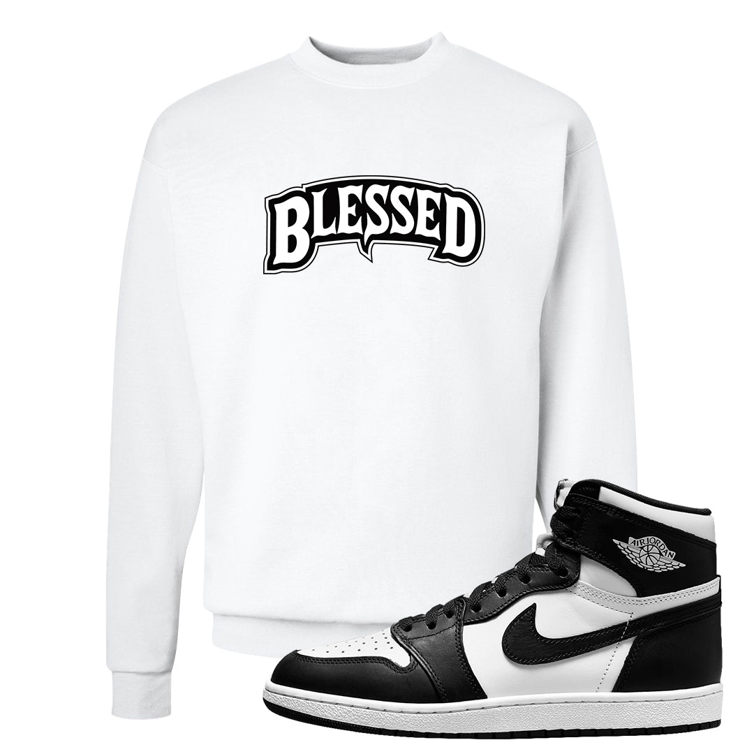 Black White Hi 85 1s Crewneck Sweatshirt | Blessed Arch, White