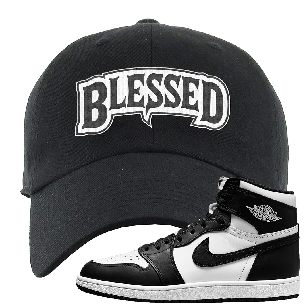 Black White Hi 85 1s Dad Hat | Blessed Arch, Black