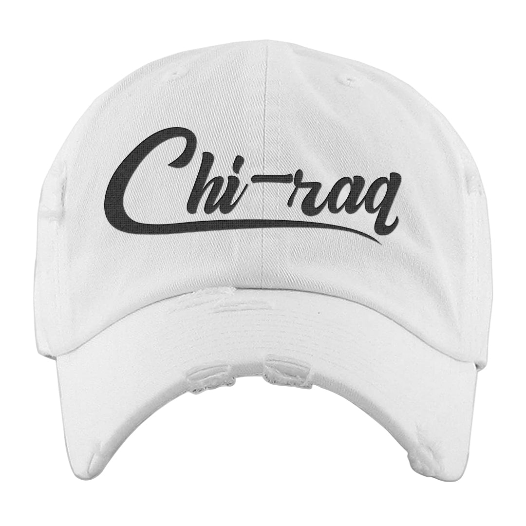 Black White Hi 85 1s Distressed Dad Hat | Chiraq, White