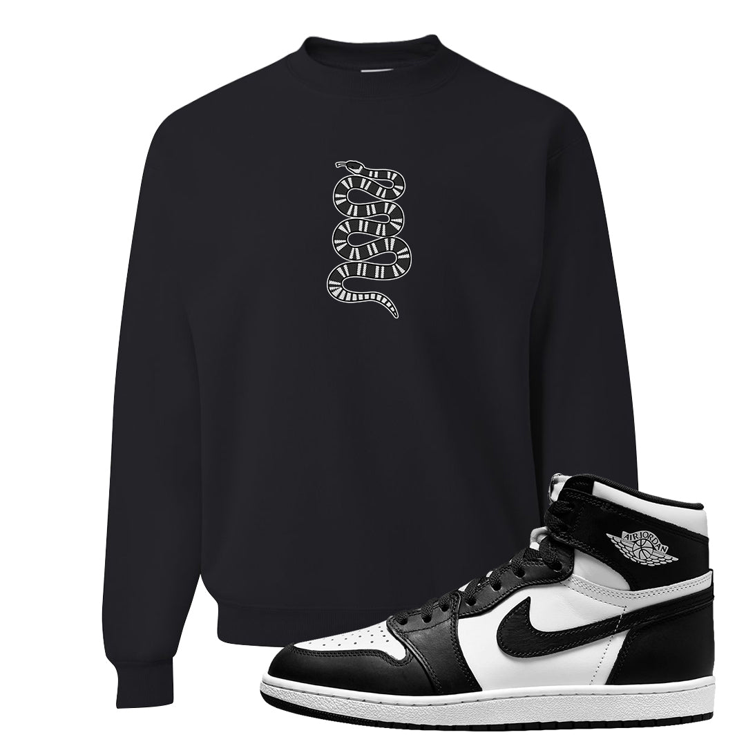 Black White Hi 85 1s Crewneck Sweatshirt | Coiled Snake, Black