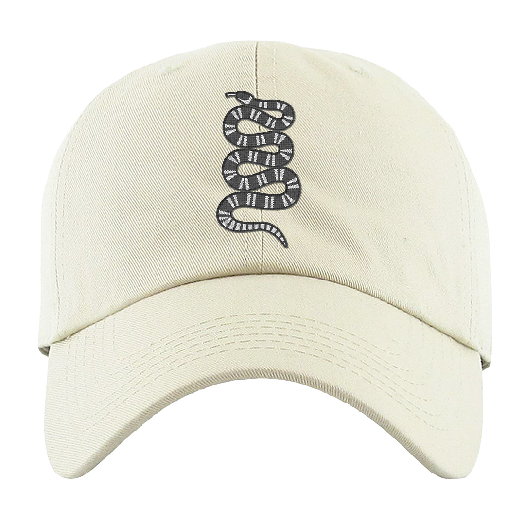 Black White Hi 85 1s Dad Hat | Coiled Snake, White