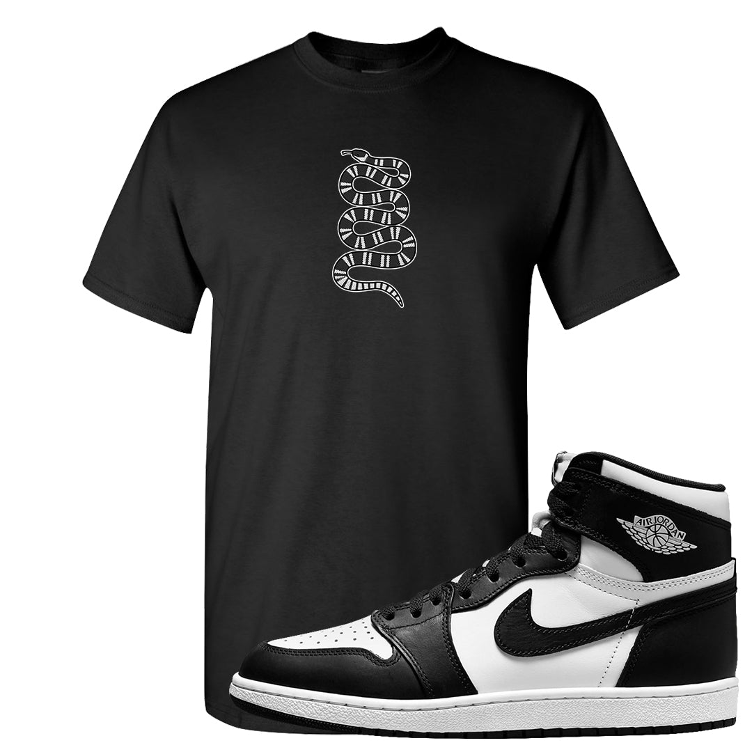 Black White Hi 85 1s T Shirt | Coiled Snake, Black