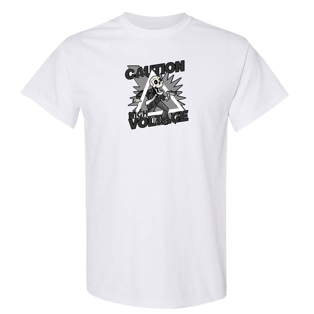 Black White Hi 85 1s T Shirt | Caution High Voltage, White