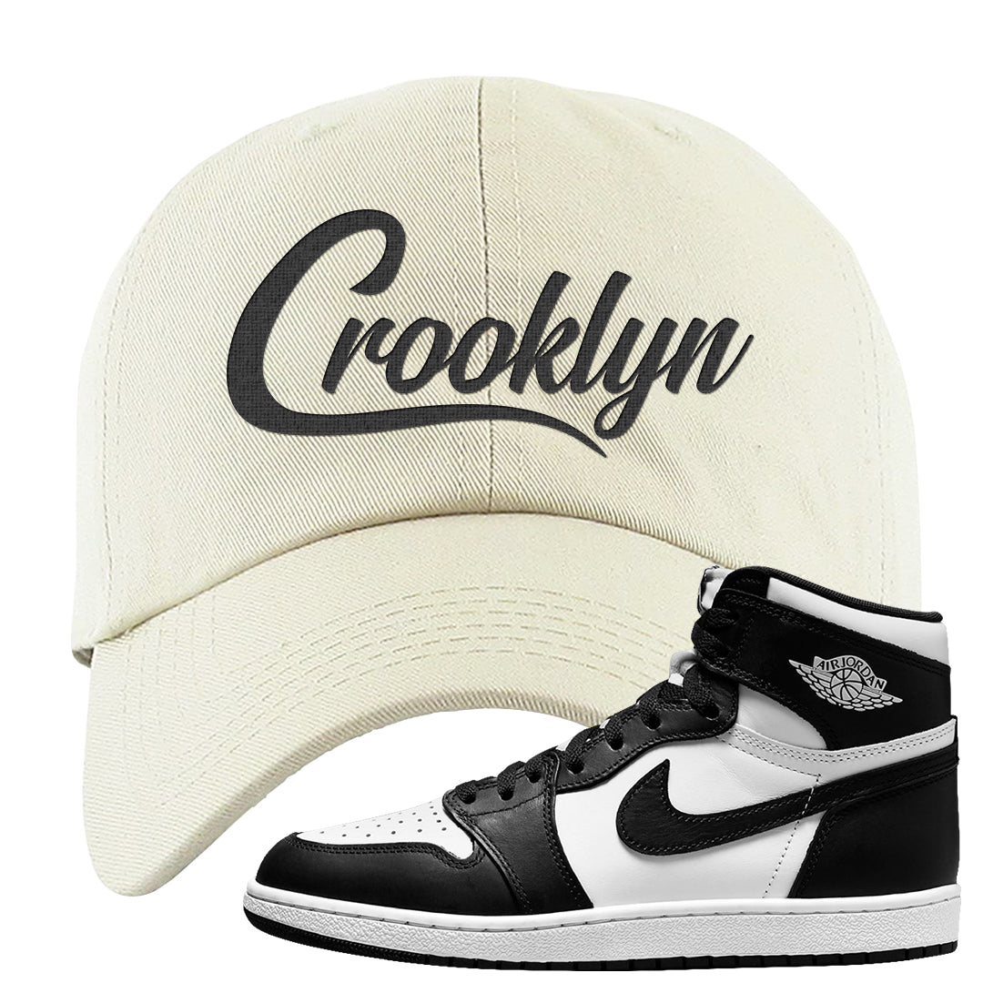 Black White Hi 85 1s Dad Hat | Crooklyn, White