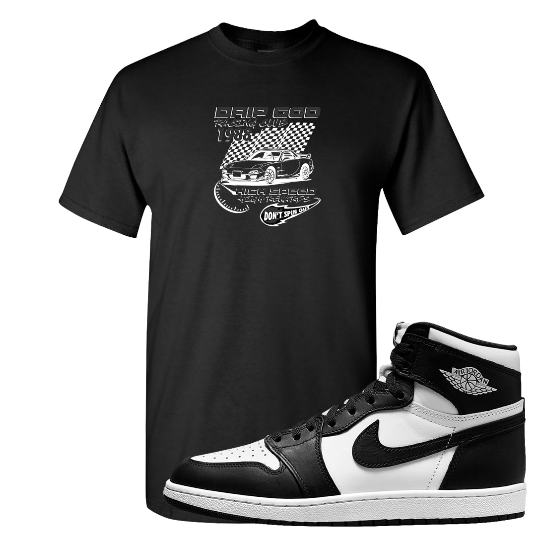Black White Hi 85 1s T Shirt | Drip God Racing Club, Black
