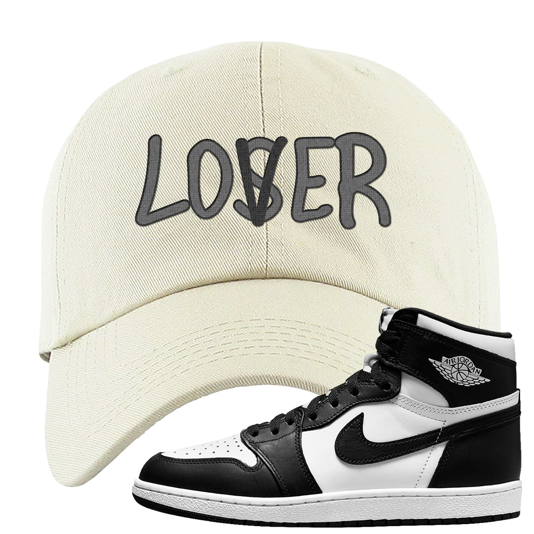 Black White Hi 85 1s Dad Hat | Lover, White