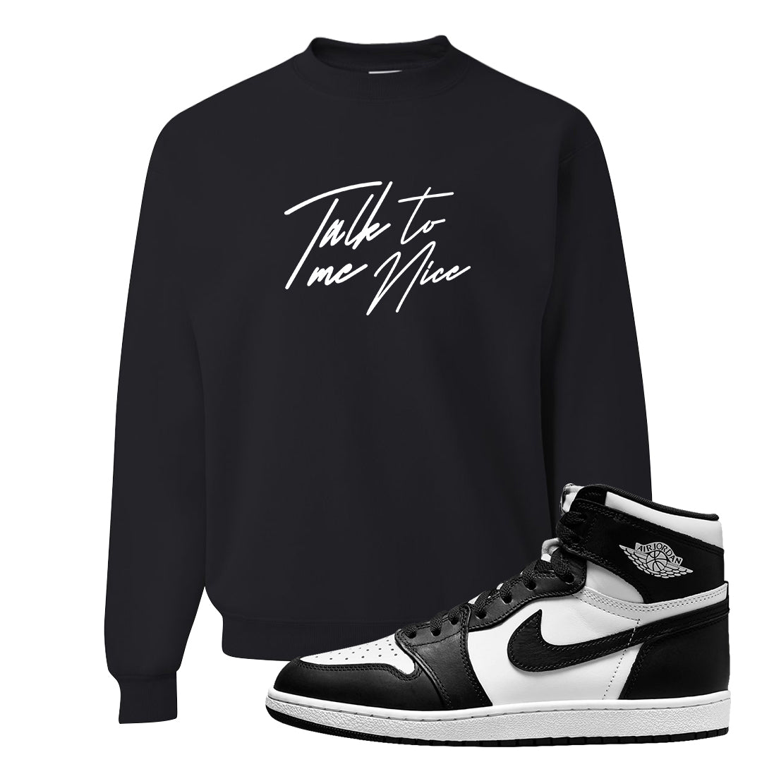 Black White Hi 85 1s Crewneck Sweatshirt | Talk To Me Nice, Black