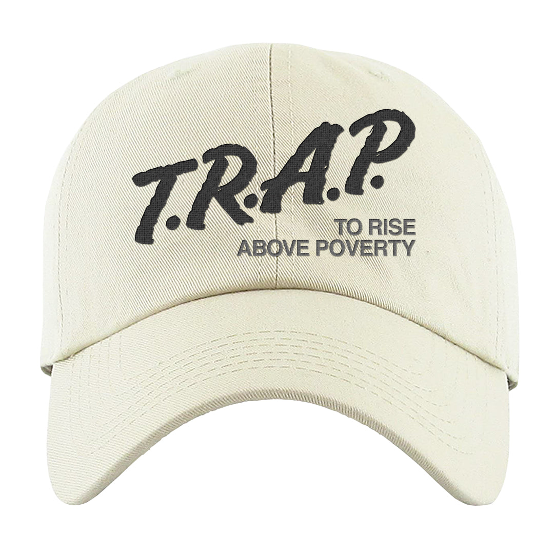 Black White Hi 85 1s Dad Hat | Trap To Rise Above Poverty, White