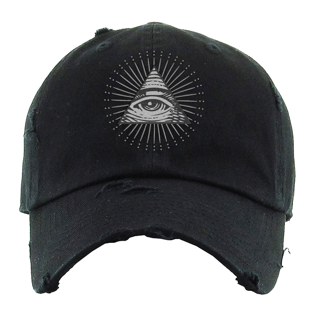 Black Phantom Low 1s Distressed Dad Hat | All Seeing Eye, Black