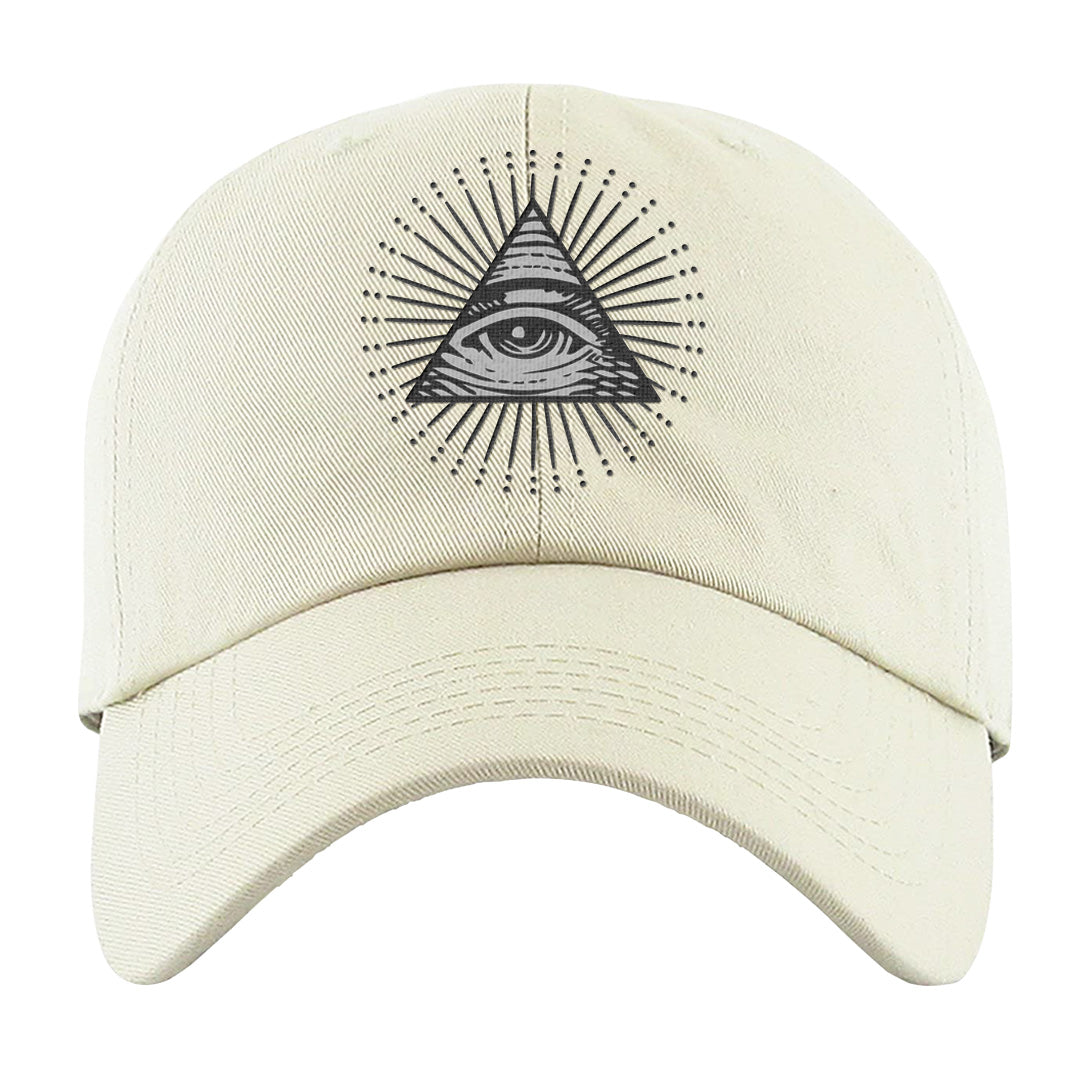 Black Phantom Low 1s Dad Hat | All Seeing Eye, White