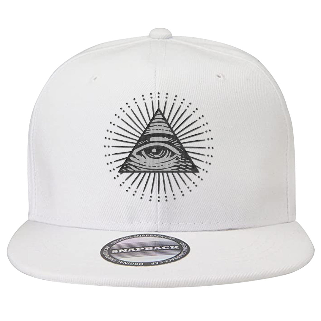 Black Phantom Low 1s Snapback Hat | All Seeing Eye, White