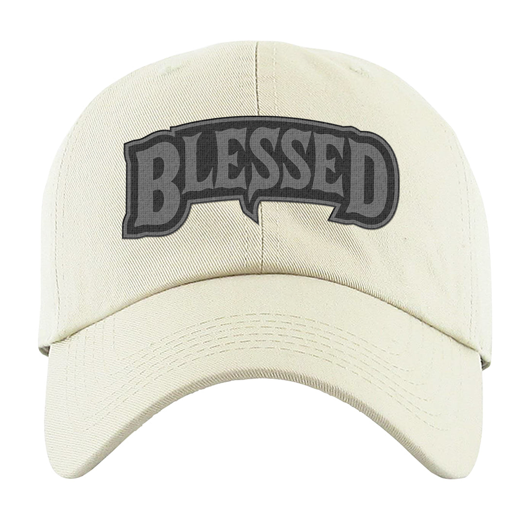 Black Phantom Low 1s Dad Hat | Blessed Arch, White