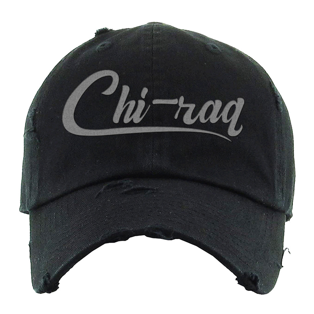 Black Phantom Low 1s Distressed Dad Hat | Chiraq, Black